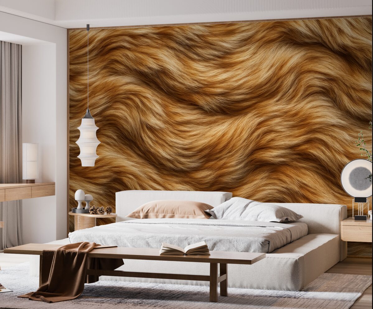Fototapeta przytulna okleina naścienna naśladująca futro w tonacjach beżu i brązu