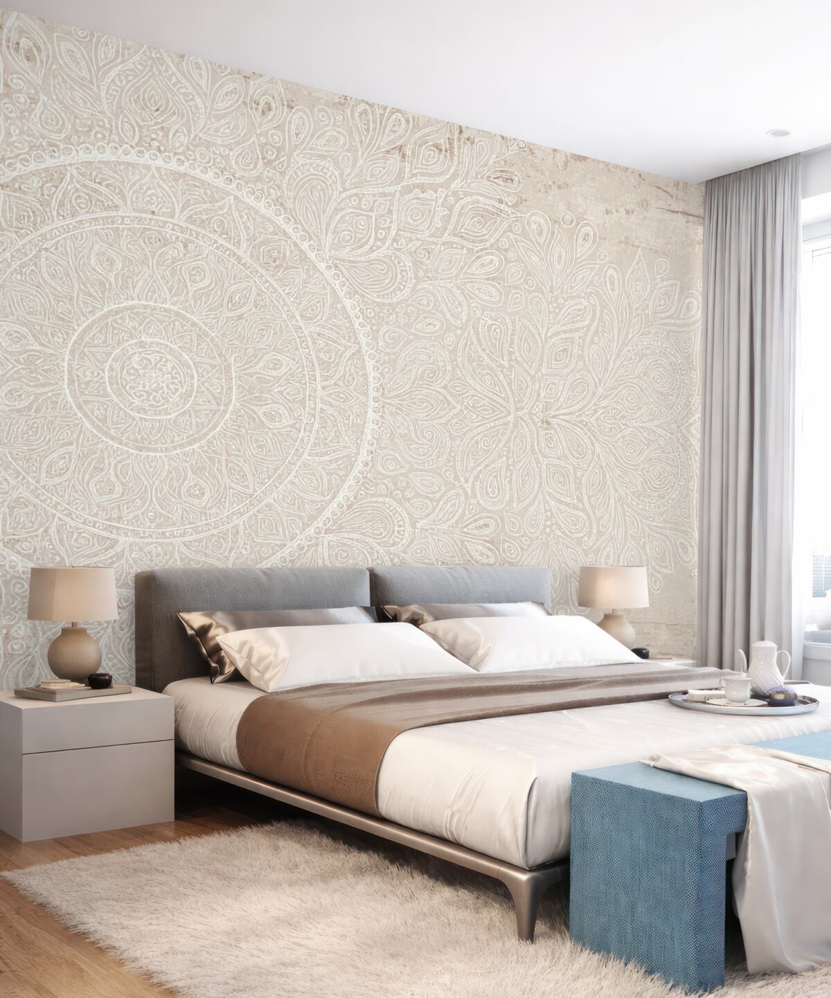 Fototapeta Etniczna mandala w subtelnych tonach.