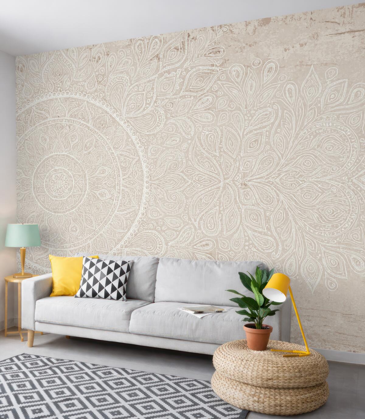 Fototapeta Etniczna mandala w subtelnych tonach.