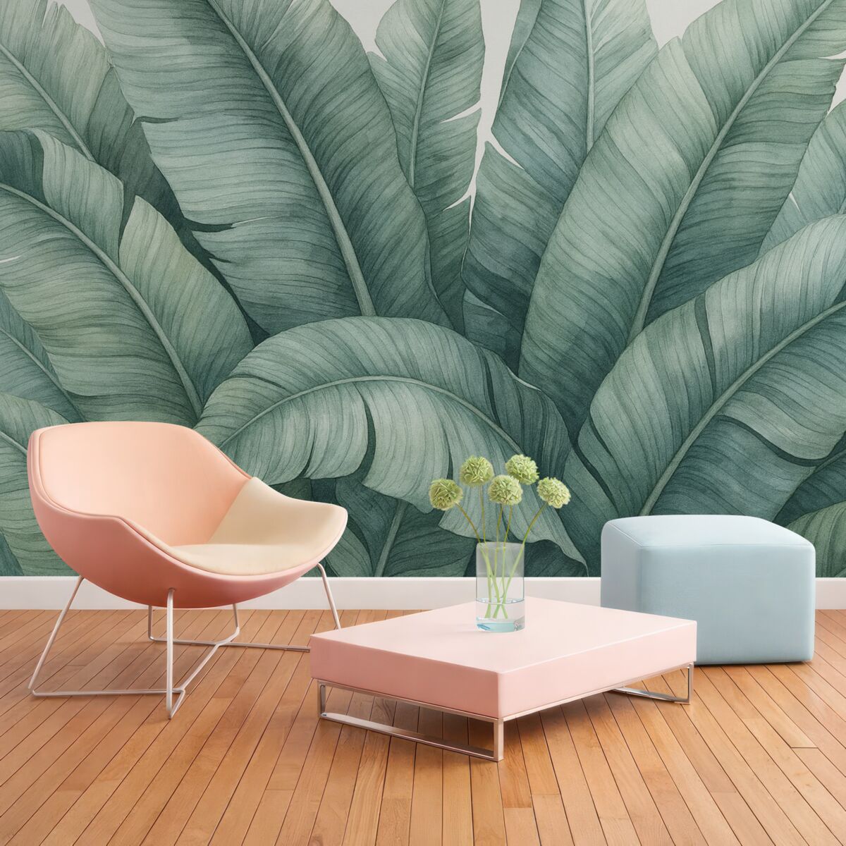 Fototapeta Akwarela naśladująca tropikalne liście.