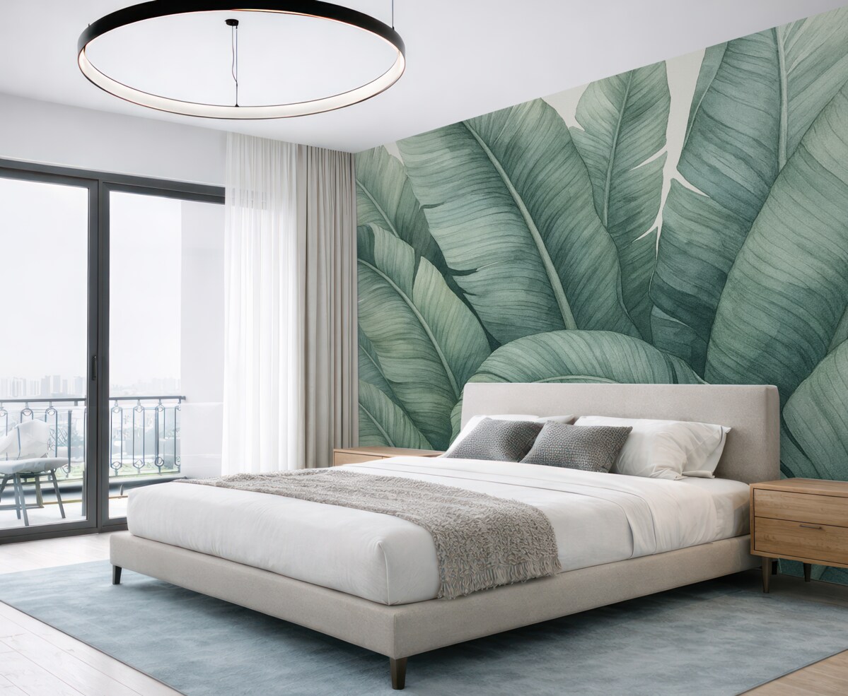 Fototapeta Akwarela naśladująca tropikalne liście.