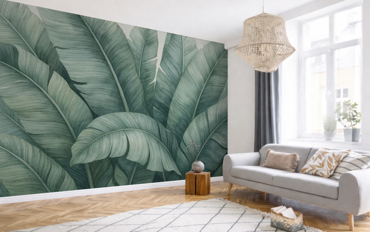 Fototapeta Akwarela naśladująca tropikalne liście.