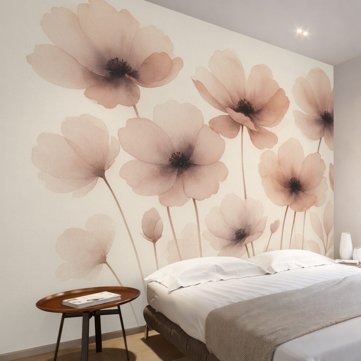 Fototapeta Sylwetki kwiatów przypominające zamazane akwarele.