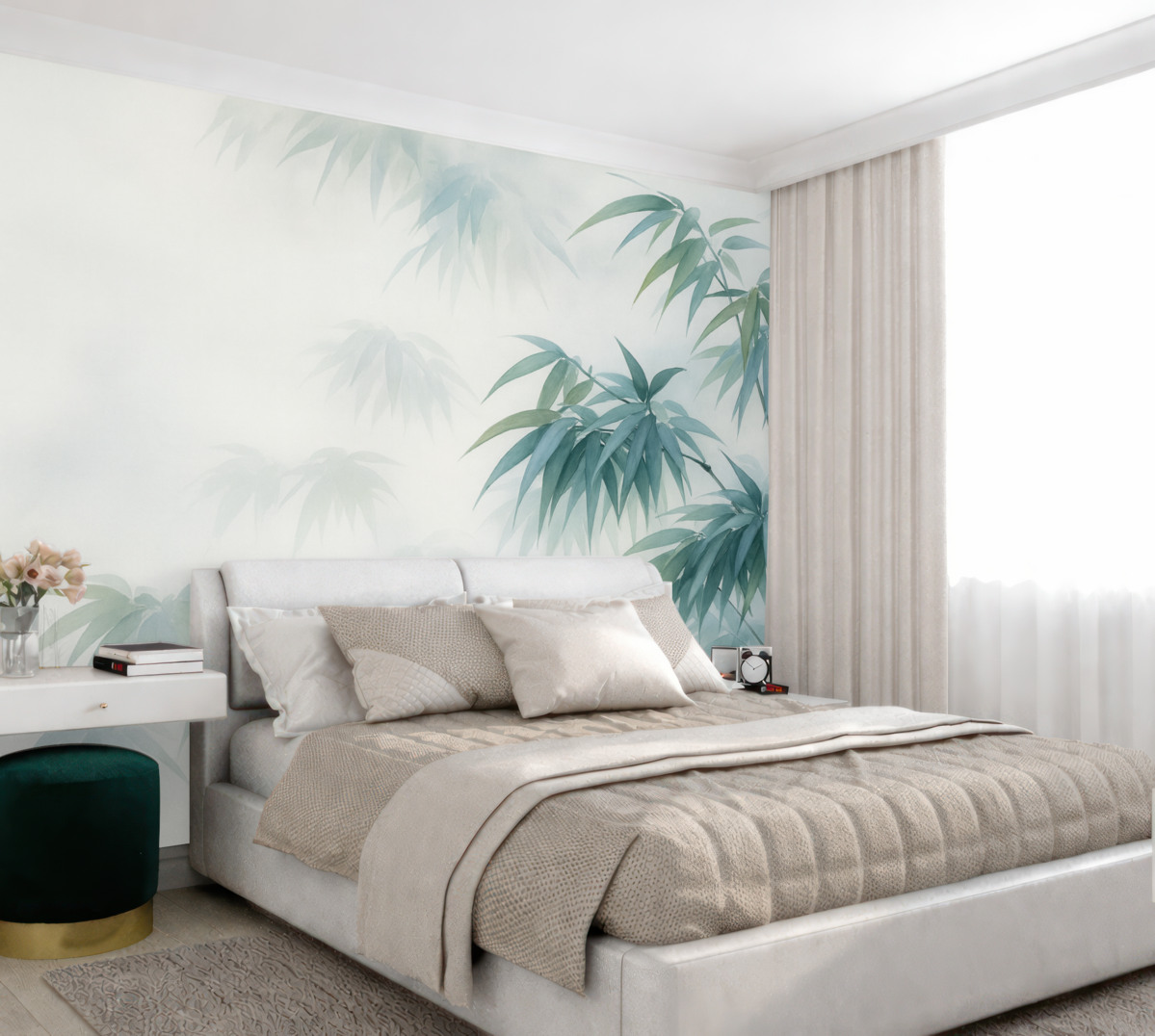 Fototapeta Gałązki bambusa przypominające rozmytą akwarelę.