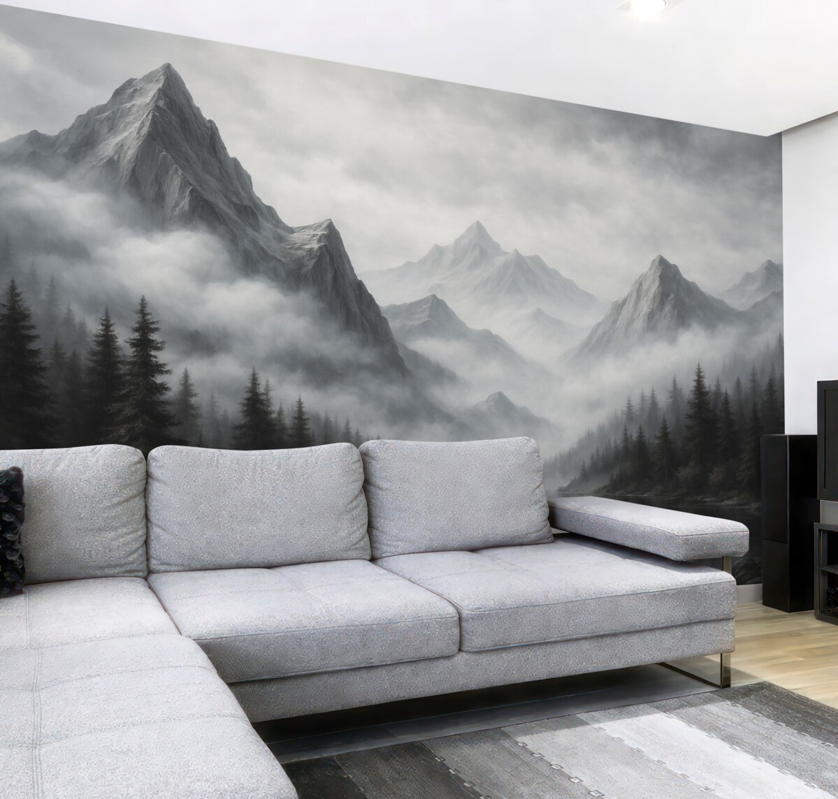 Fototapeta Krajobrazy gór i lasów przypominające niewyraźne akwarele.