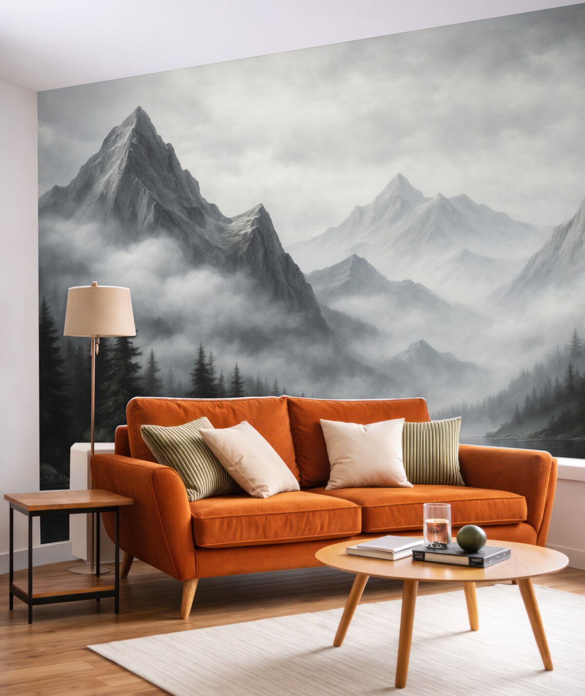 Fototapeta Krajobrazy gór i lasów przypominające niewyraźne akwarele.