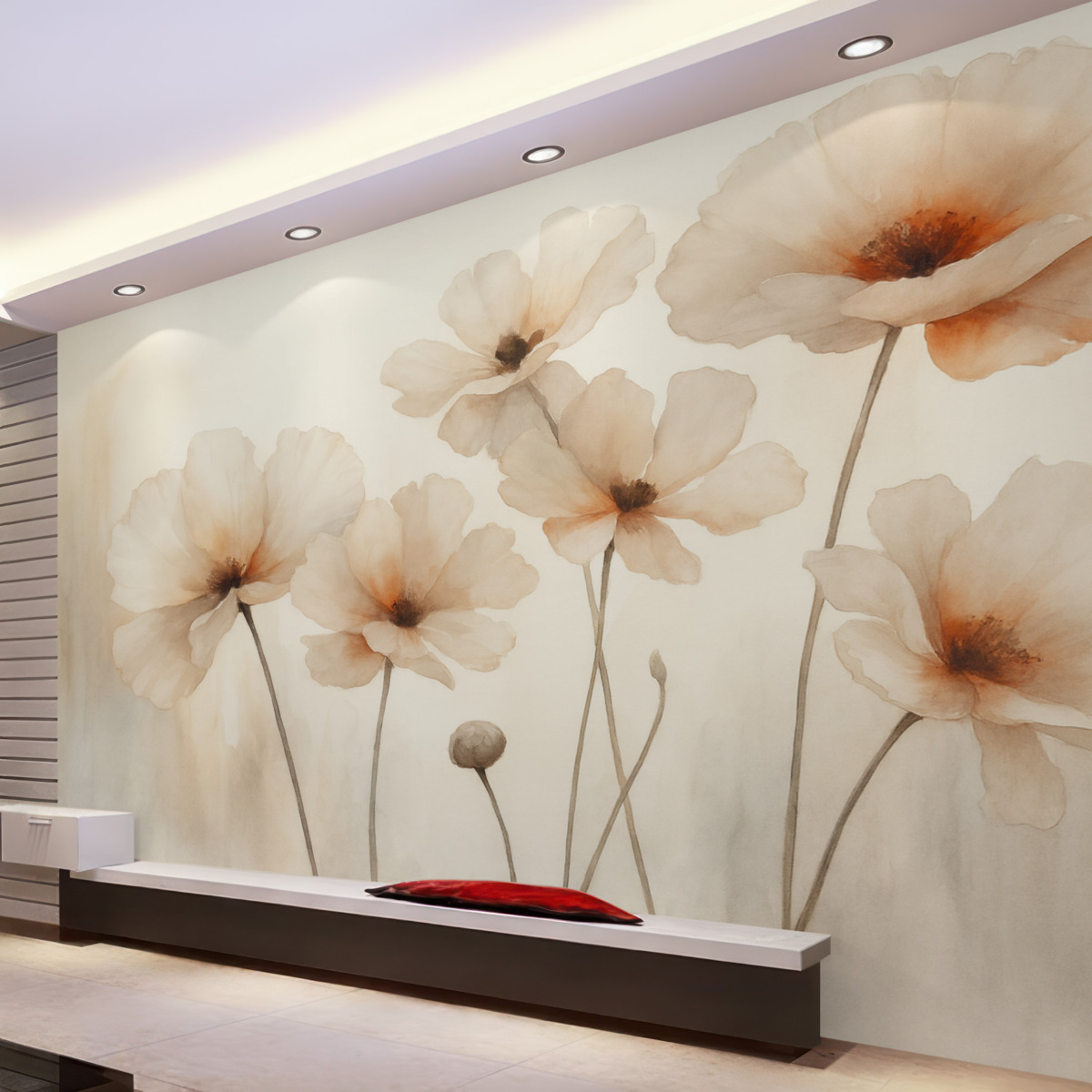 Fototapeta Sylwetki maków przypominające rozmytą akwarelę.