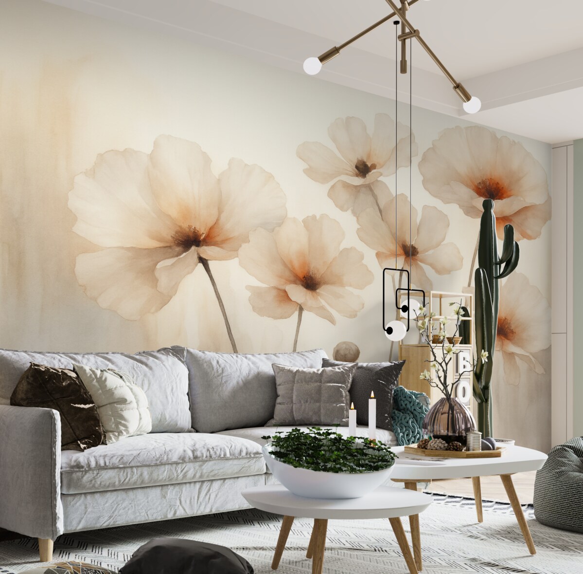 Fototapeta Sylwetki maków przypominające rozmytą akwarelę.