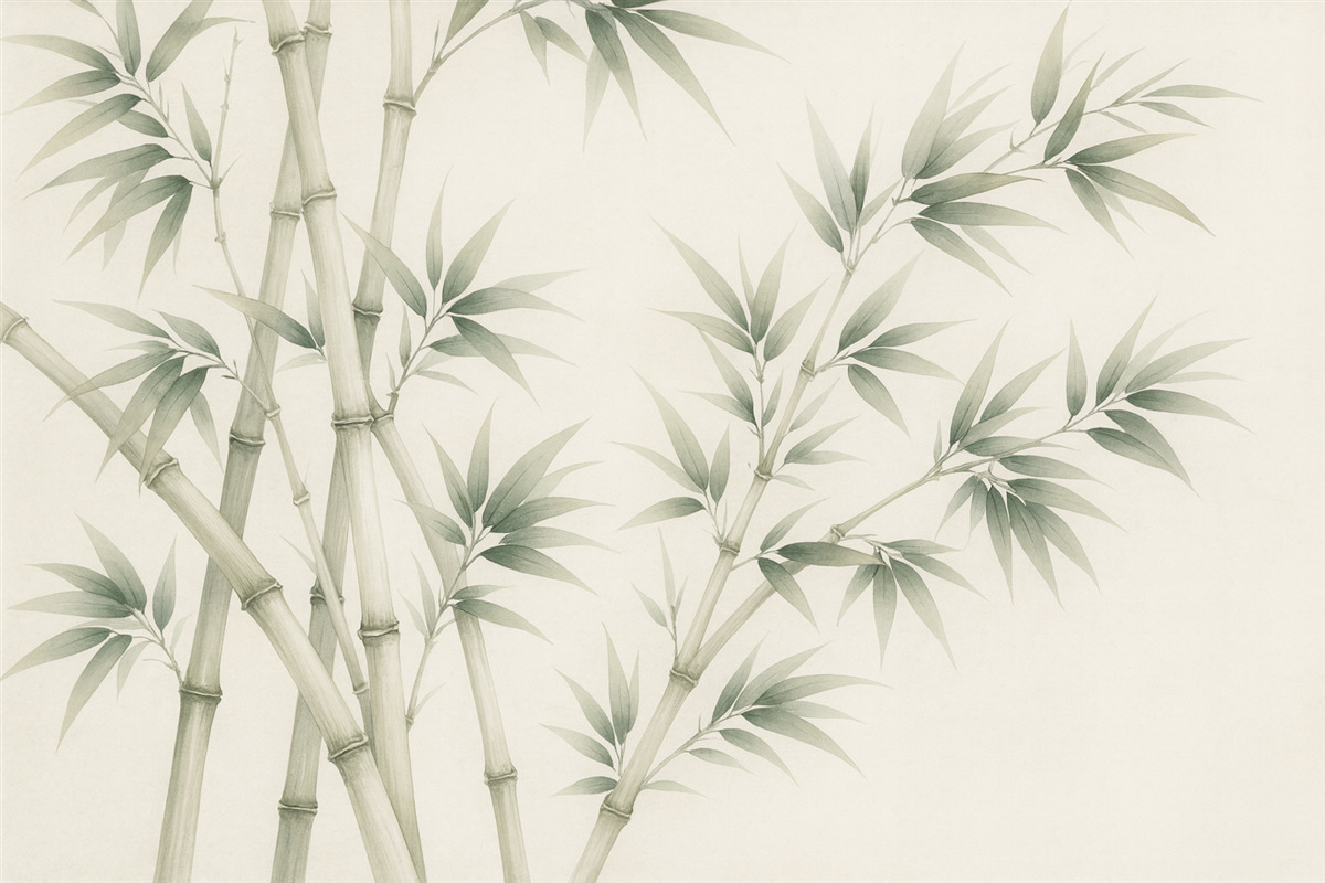 Fototapeta Naśladownictwo bambusa w technice akwarelowej.