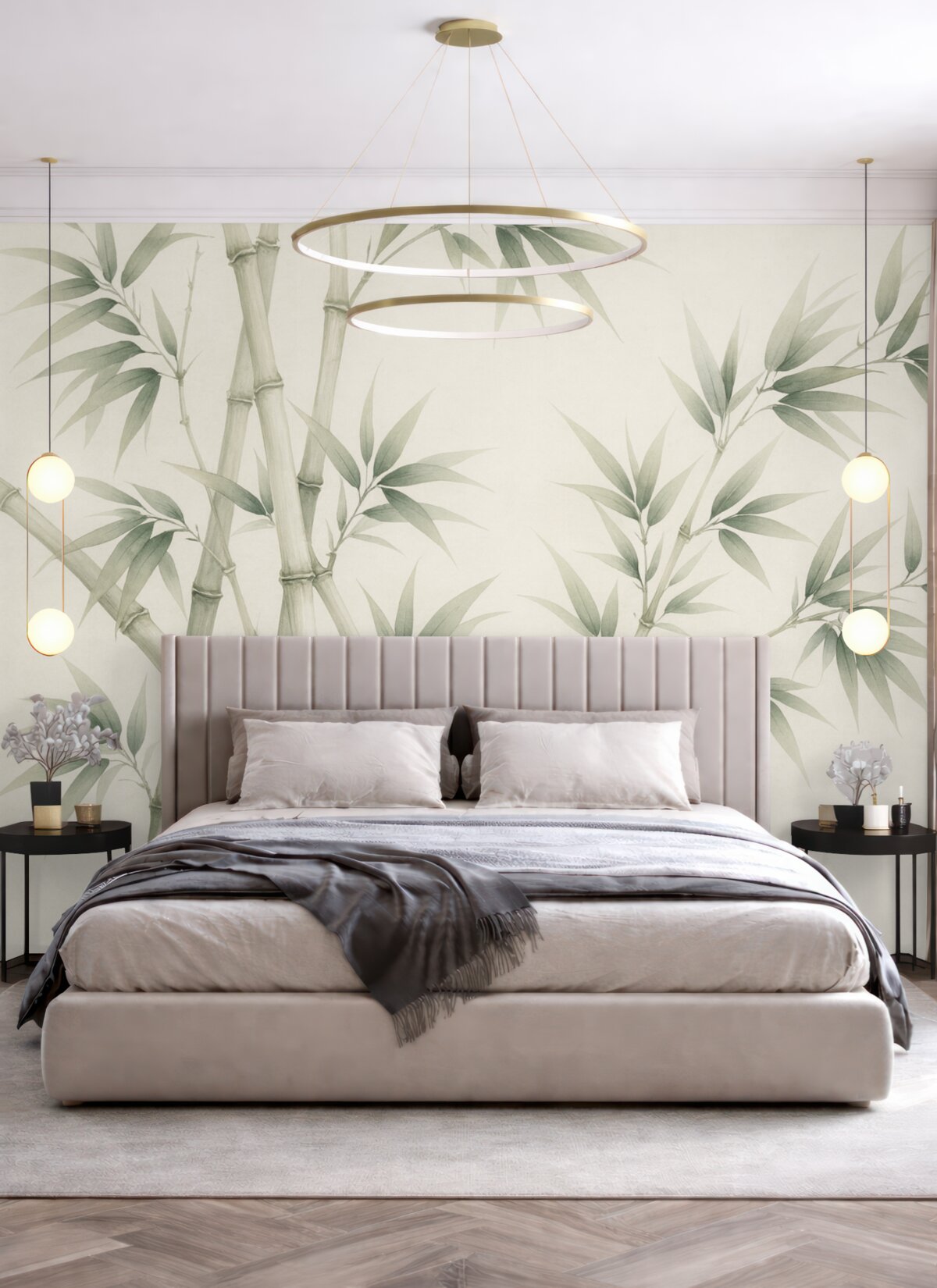 Fototapeta Naśladownictwo bambusa w technice akwarelowej.