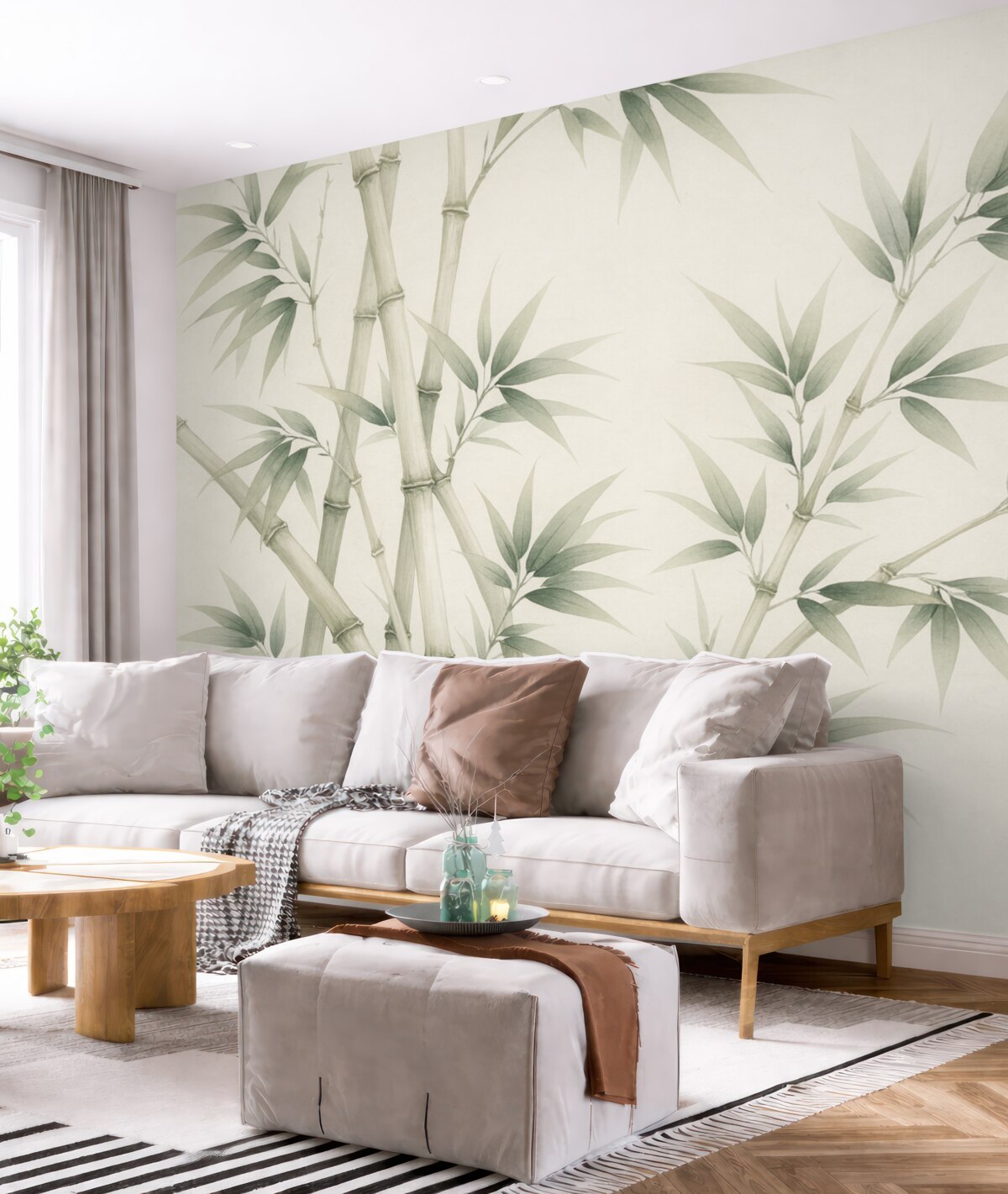 Fototapeta Naśladownictwo bambusa w technice akwarelowej.