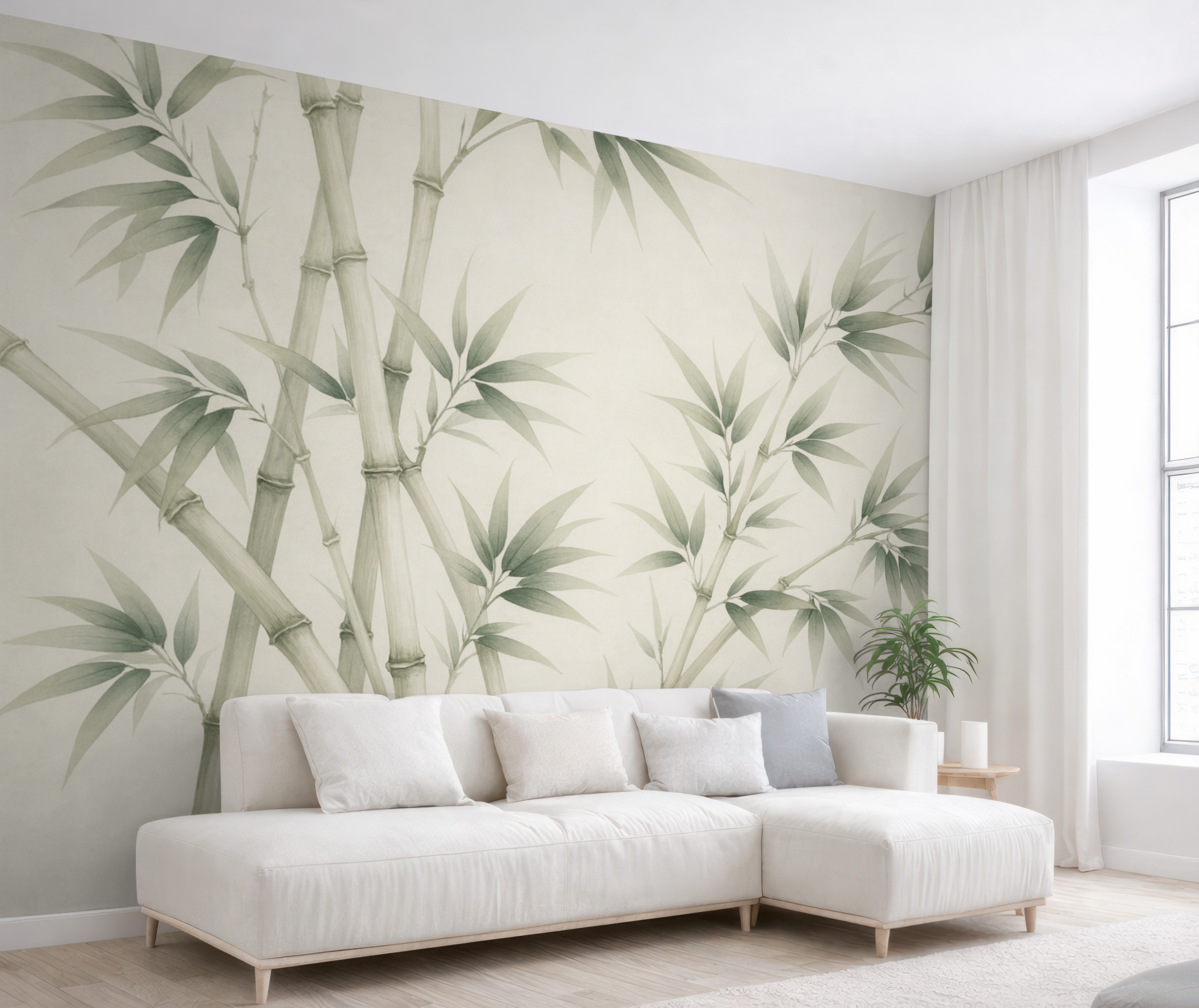 Fototapeta Naśladownictwo bambusa w technice akwarelowej.