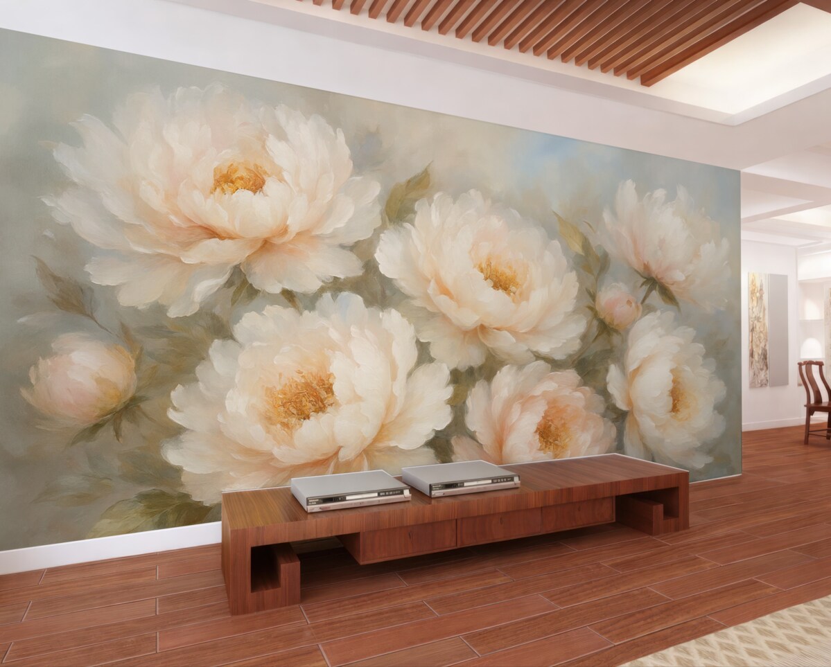 Fototapeta Piwonie naśladujące gesty malarskie.