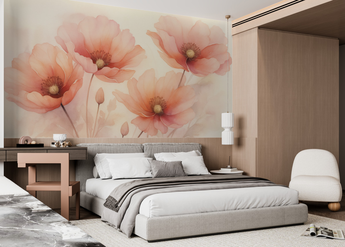 Fototapeta Maki naśladują rozmytą akwarelę.