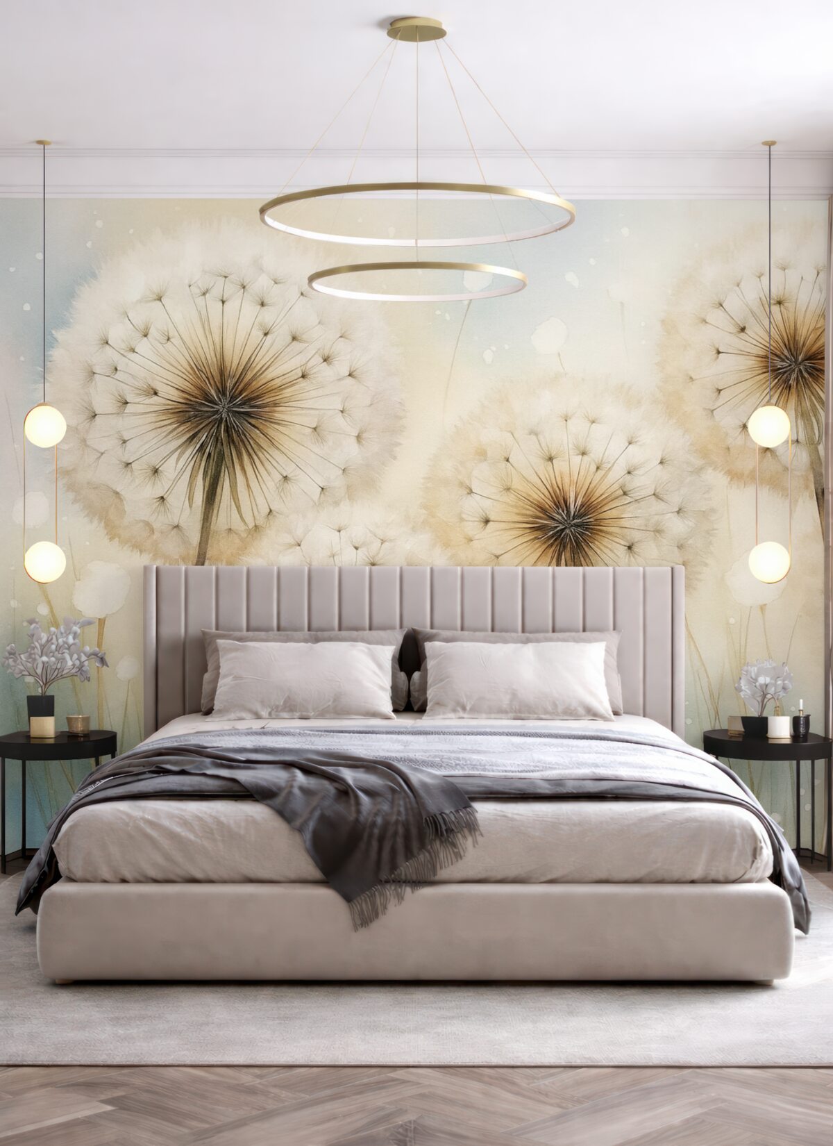 Fototapeta Mlecze przypominają wilgotną akwarelę.