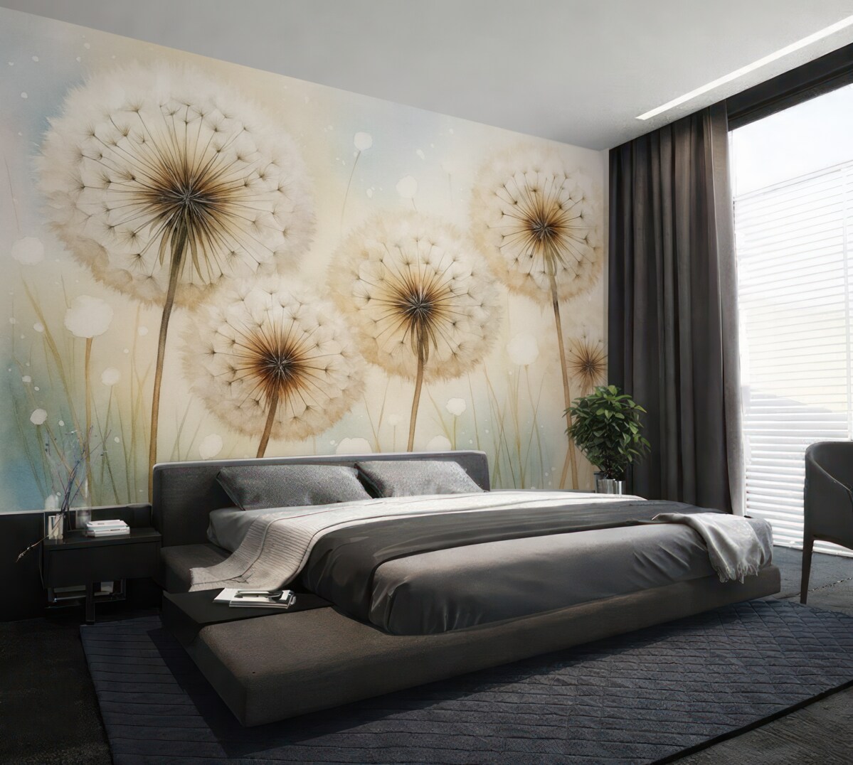 Fototapeta Mlecze przypominają wilgotną akwarelę.