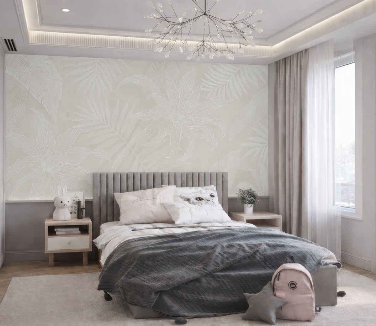 Fototapeta Tropikalne liście z efektem vintage w jasnym odcieniu.