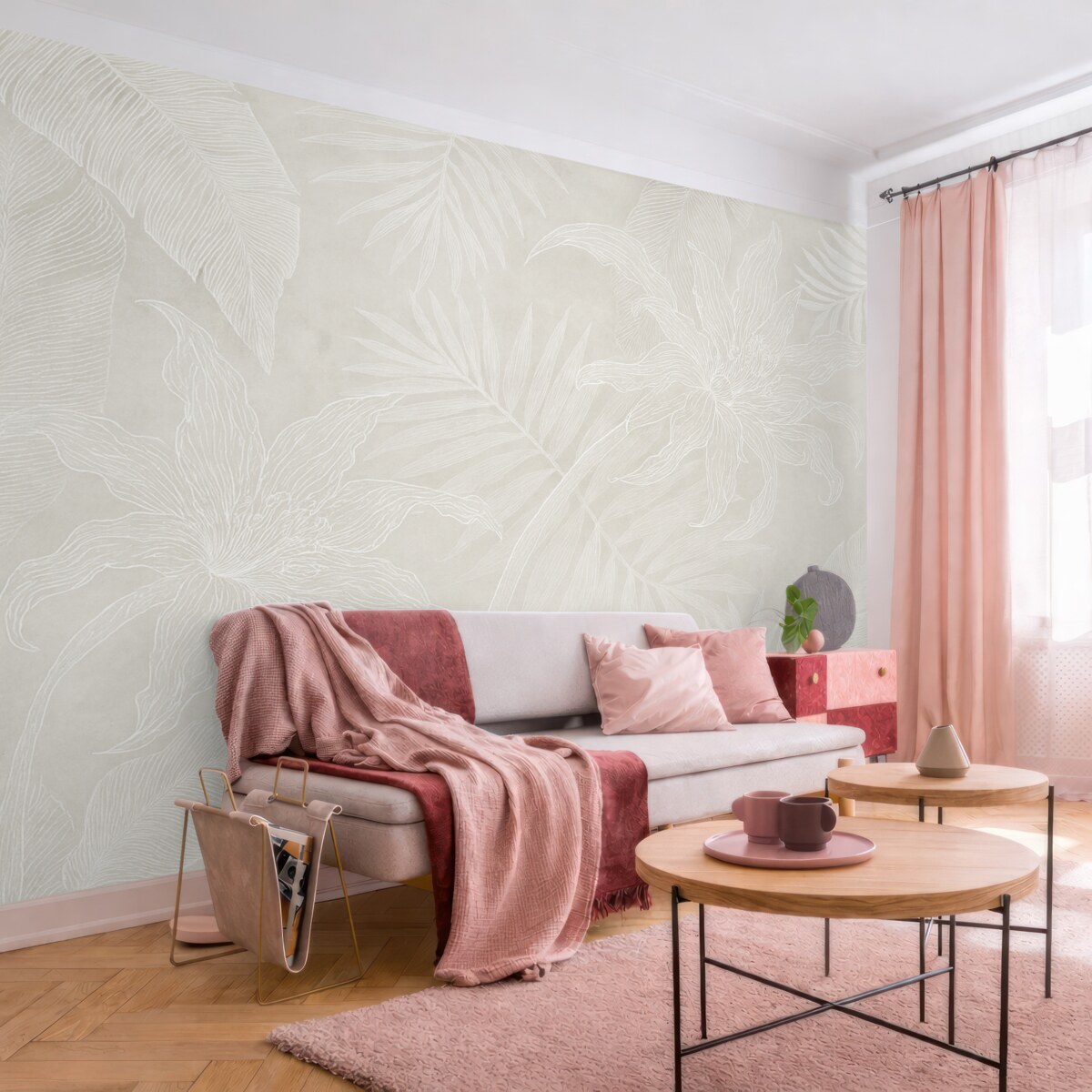 Fototapeta Tropikalne liście z efektem vintage w jasnym odcieniu.