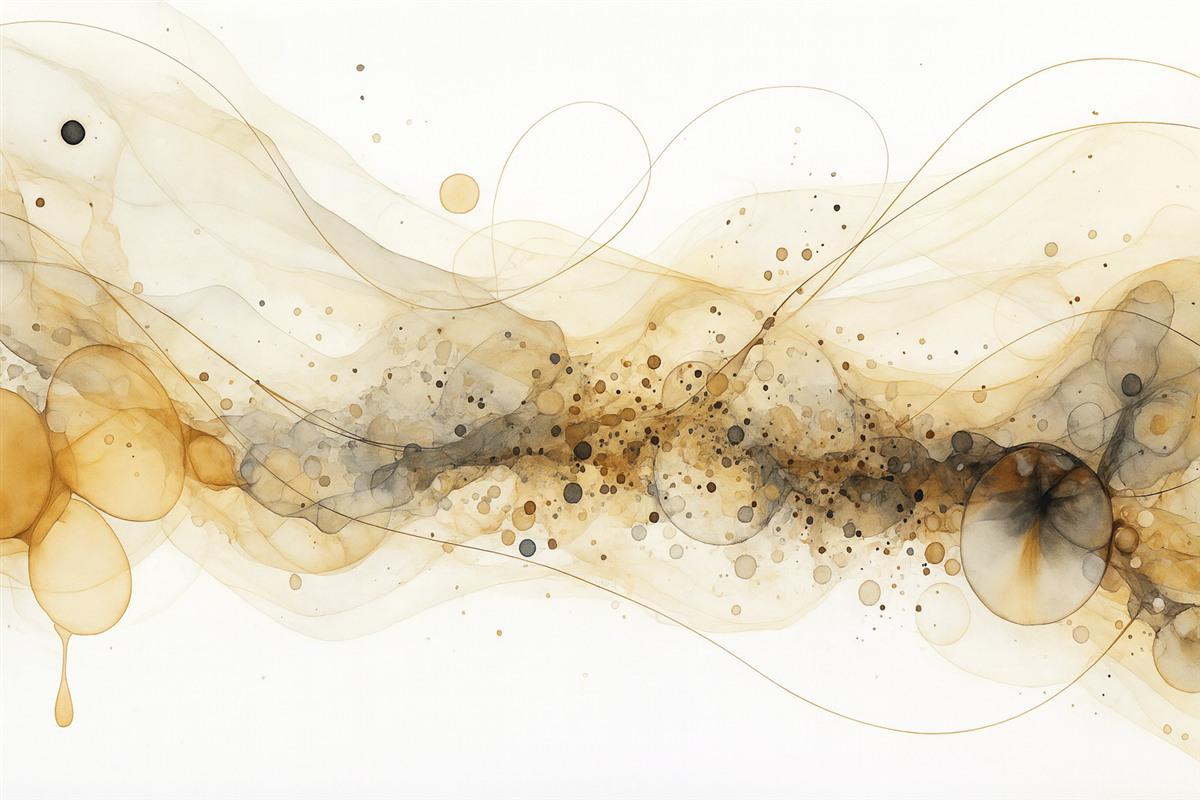 Fototapeta Abstrakcyjna grafika w tuszu, płynny sposób, beżowa gama kolorów.
