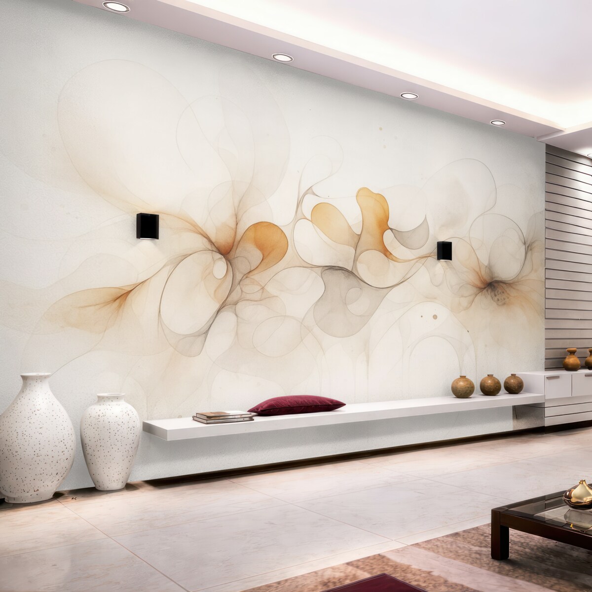 Fototapeta Płynny styl twórczy, abstrakcyjny, subtelne odcienie beżu.