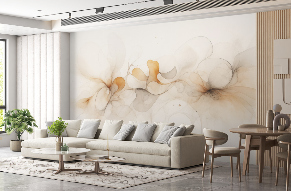 Fototapeta Płynny styl twórczy, abstrakcyjny, subtelne odcienie beżu.