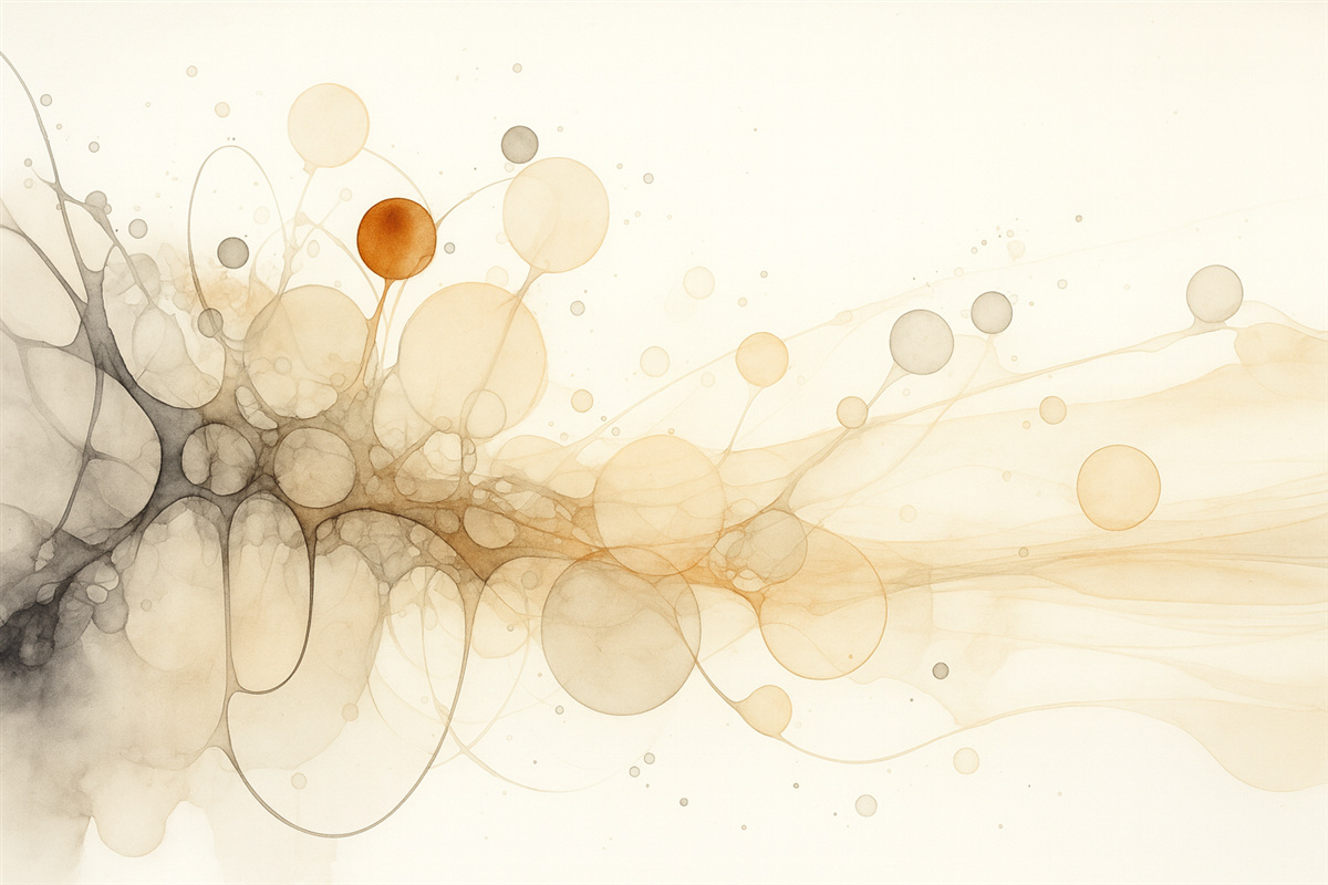 Fototapeta Abstrakcyjność, prostota, sztuka atramentu, cieczy, beżowe oraz szare odcienie.