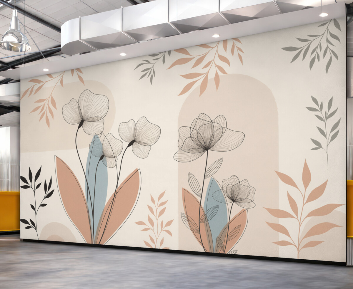 Fototapeta Kwiaty oraz gałązki w stylu boho.