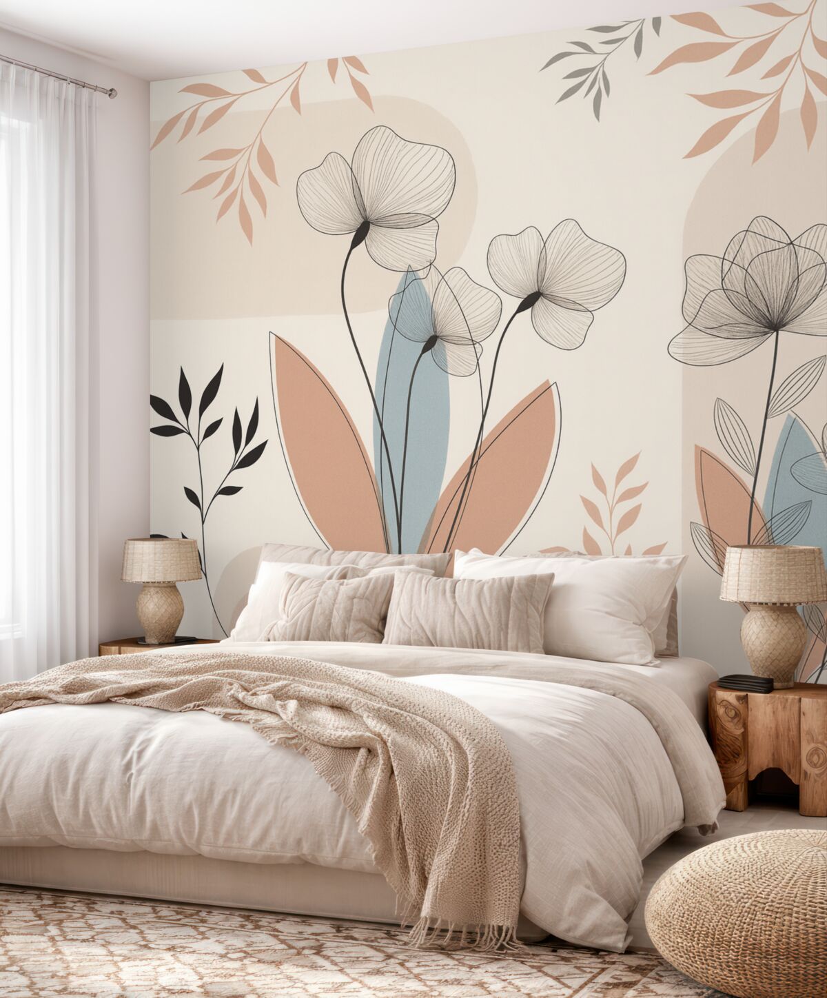 Fototapeta Kwiaty oraz gałązki w stylu boho.