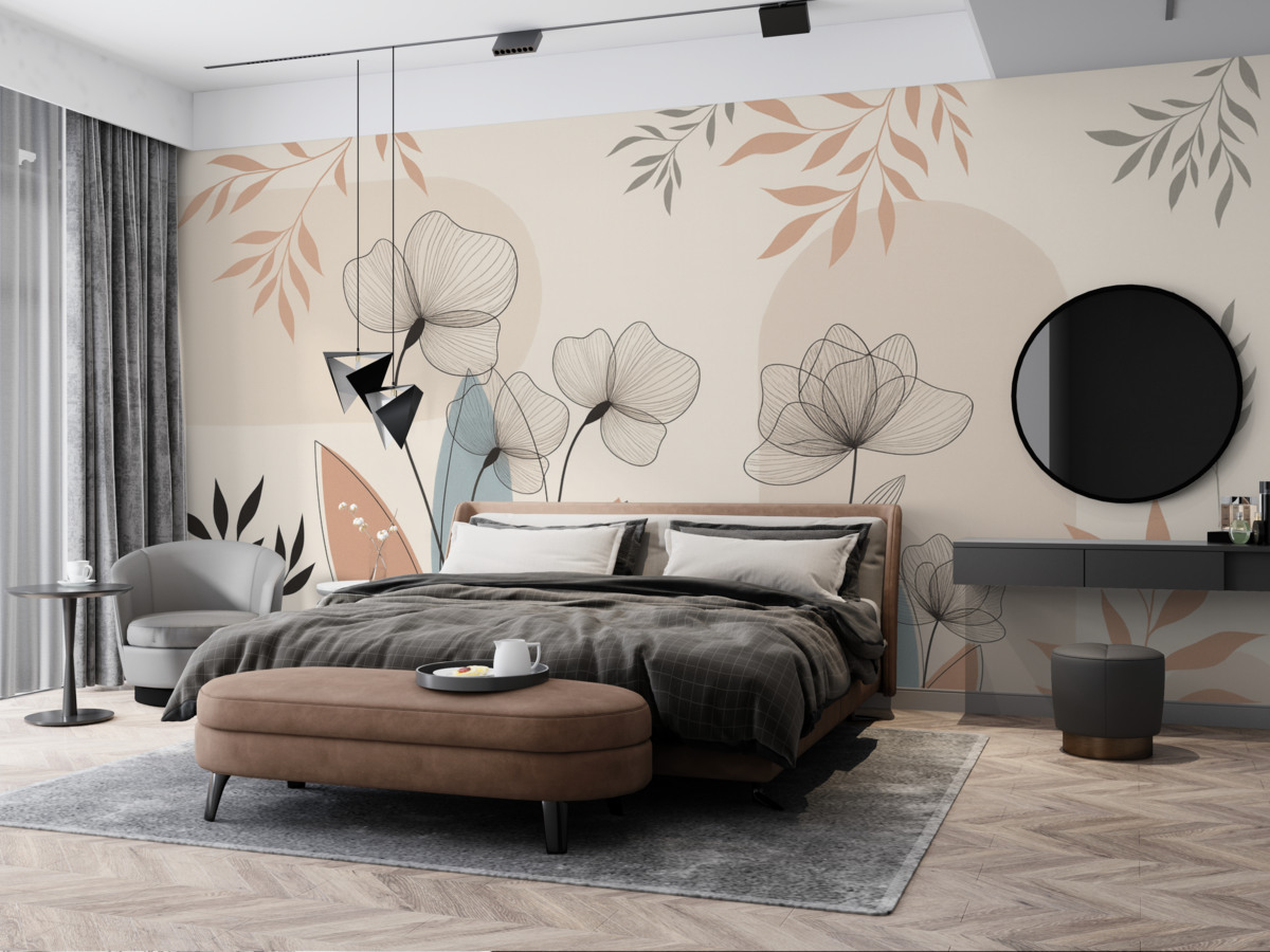 Fototapeta Kwiaty oraz gałązki w stylu boho.