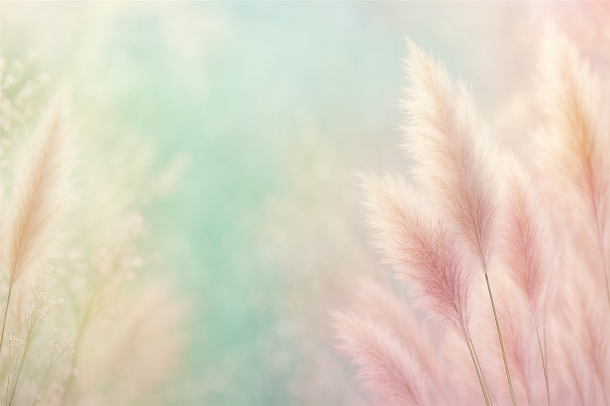 Fototapeta trawa pampasowa na subtelnym turkusowym tle