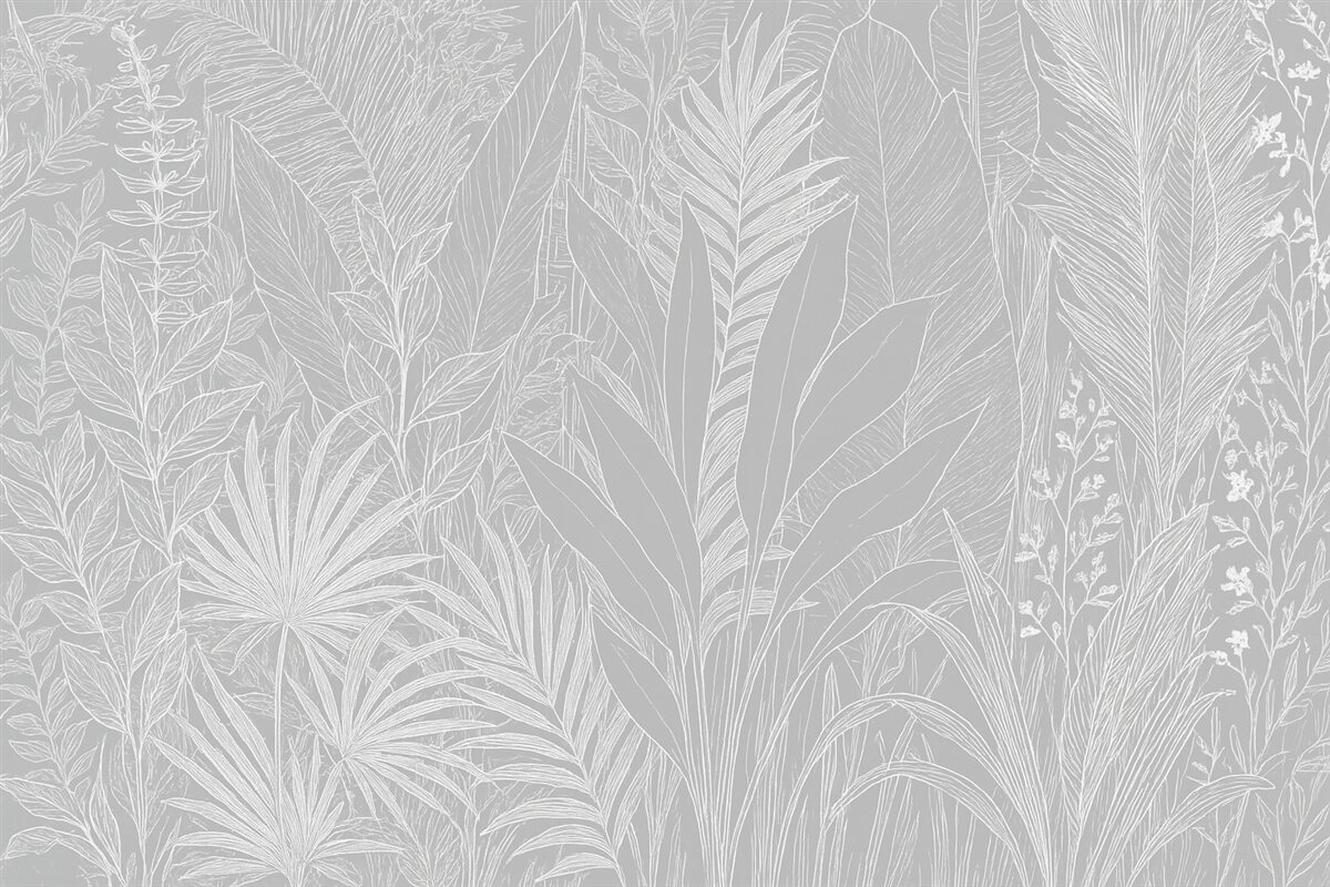 Fototapeta Botaniczna linia artystyczna na neutralnym tle.