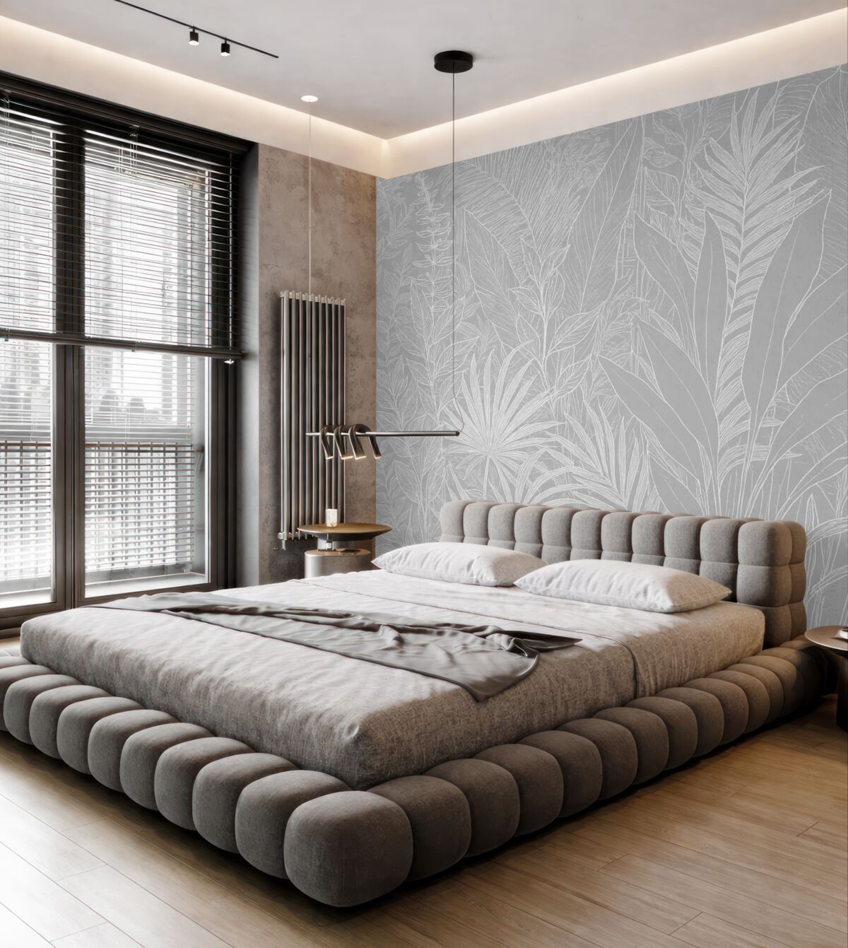 Fototapeta Botaniczna linia artystyczna na neutralnym tle.