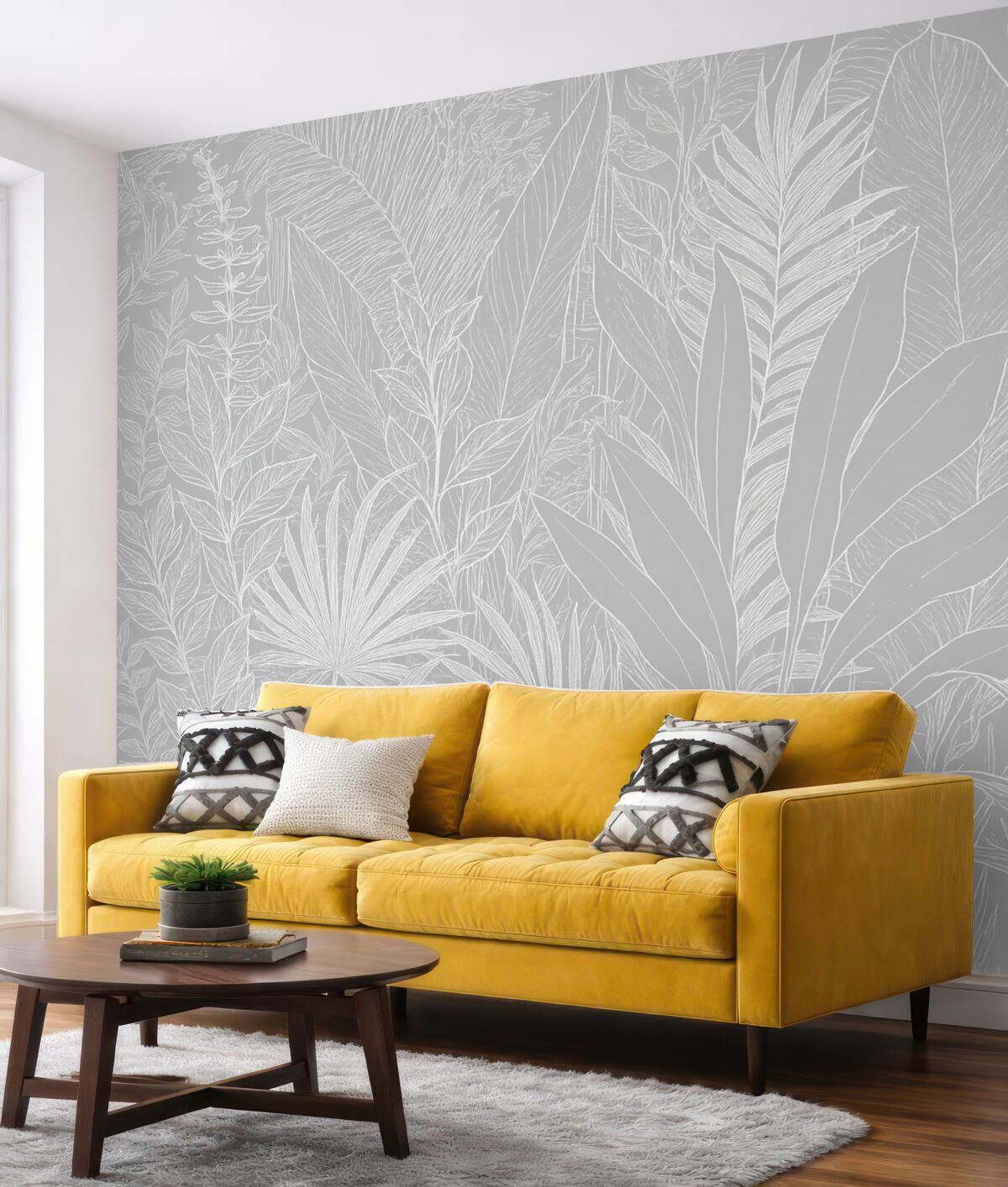 Fototapeta Botaniczna linia artystyczna na neutralnym tle.