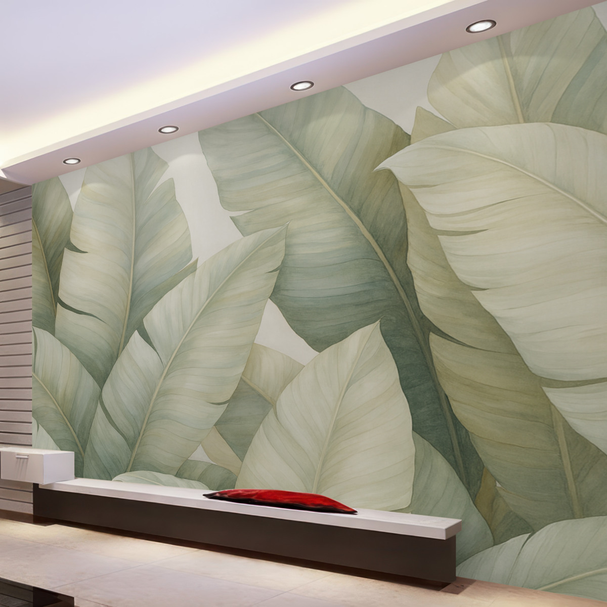 Fototapeta Liście bananowca w delikatnym odcieniu.
