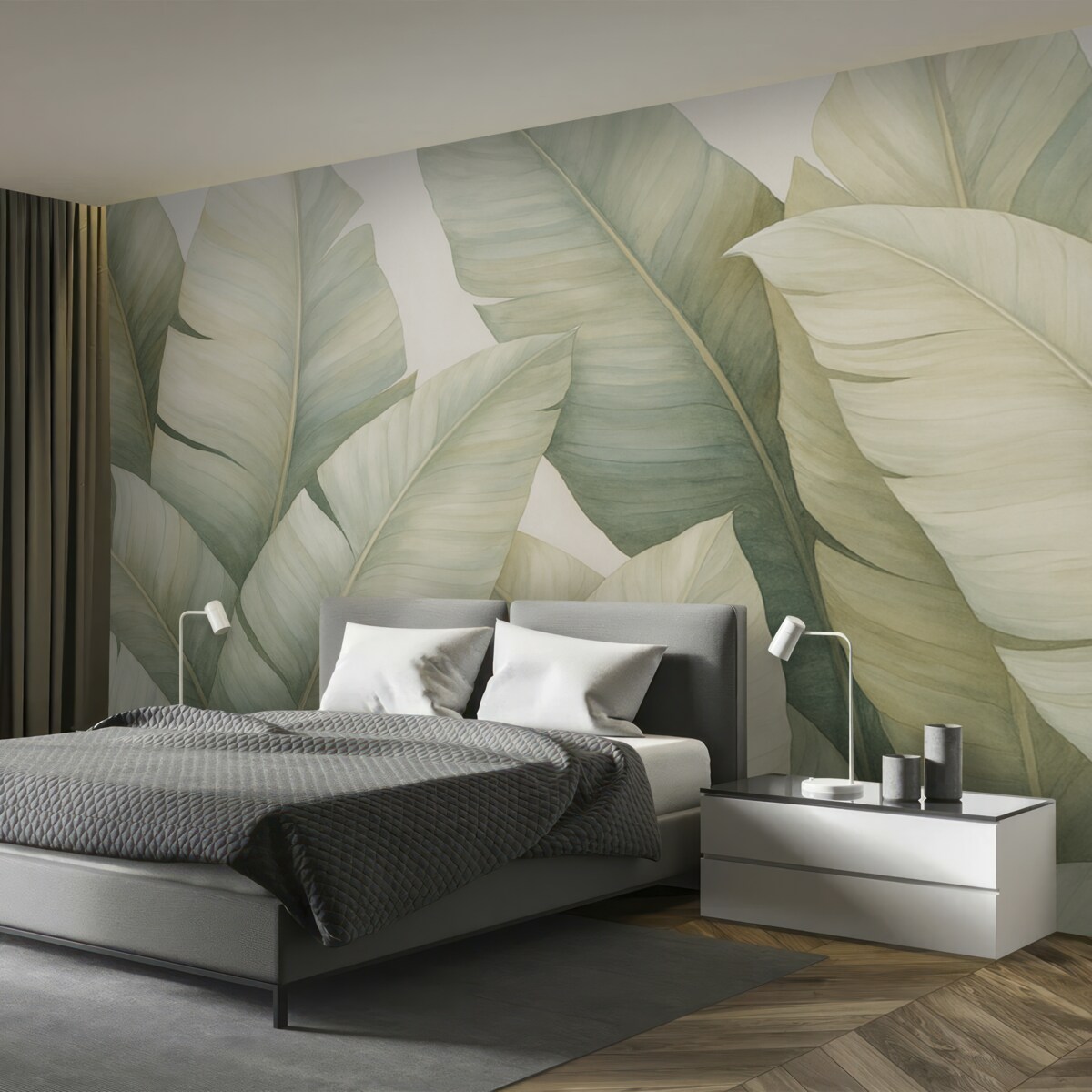 Fototapeta Liście bananowca w delikatnym odcieniu.