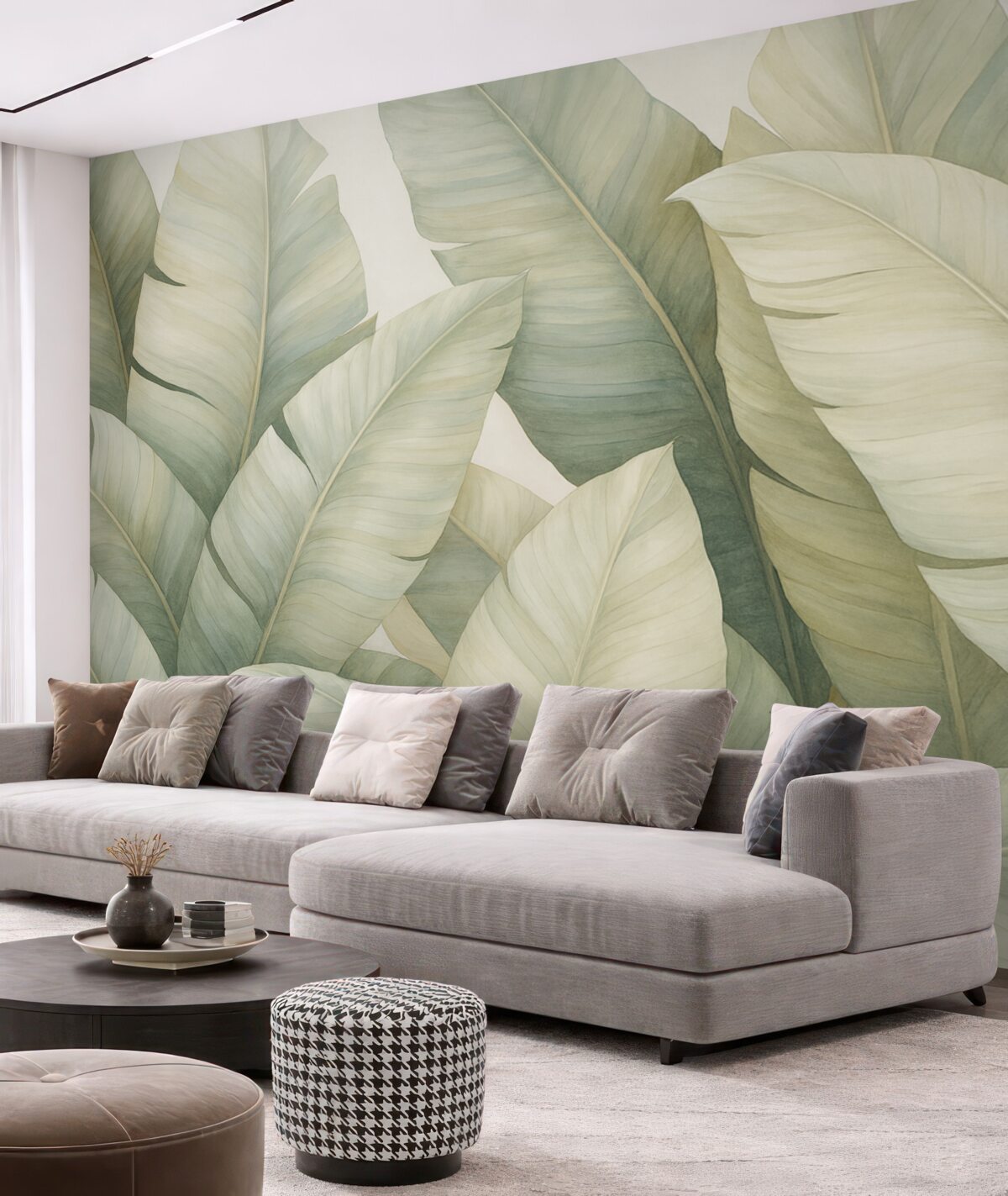 Fototapeta Liście bananowca w delikatnym odcieniu.