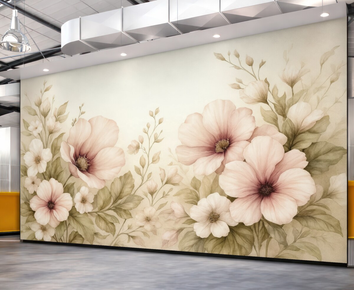 Fototapeta wielkie pastelowe kwiaty w subtelnych fragmentach
