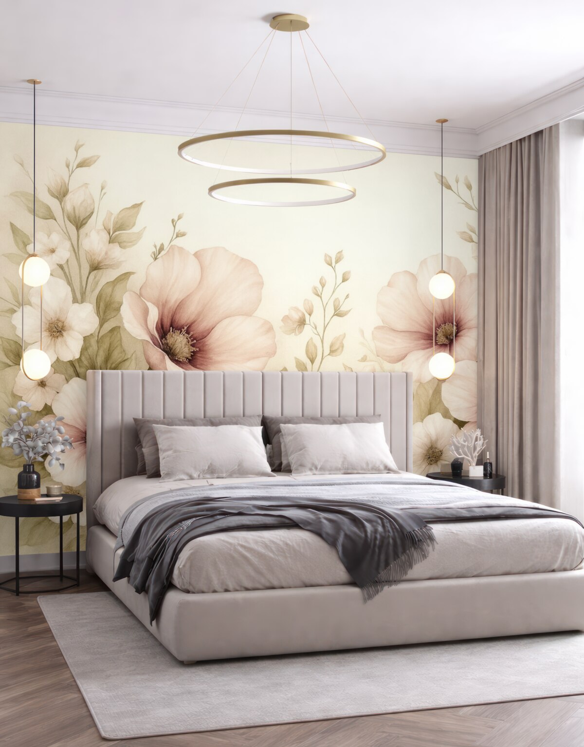 Fototapeta wielkie pastelowe kwiaty w subtelnych fragmentach