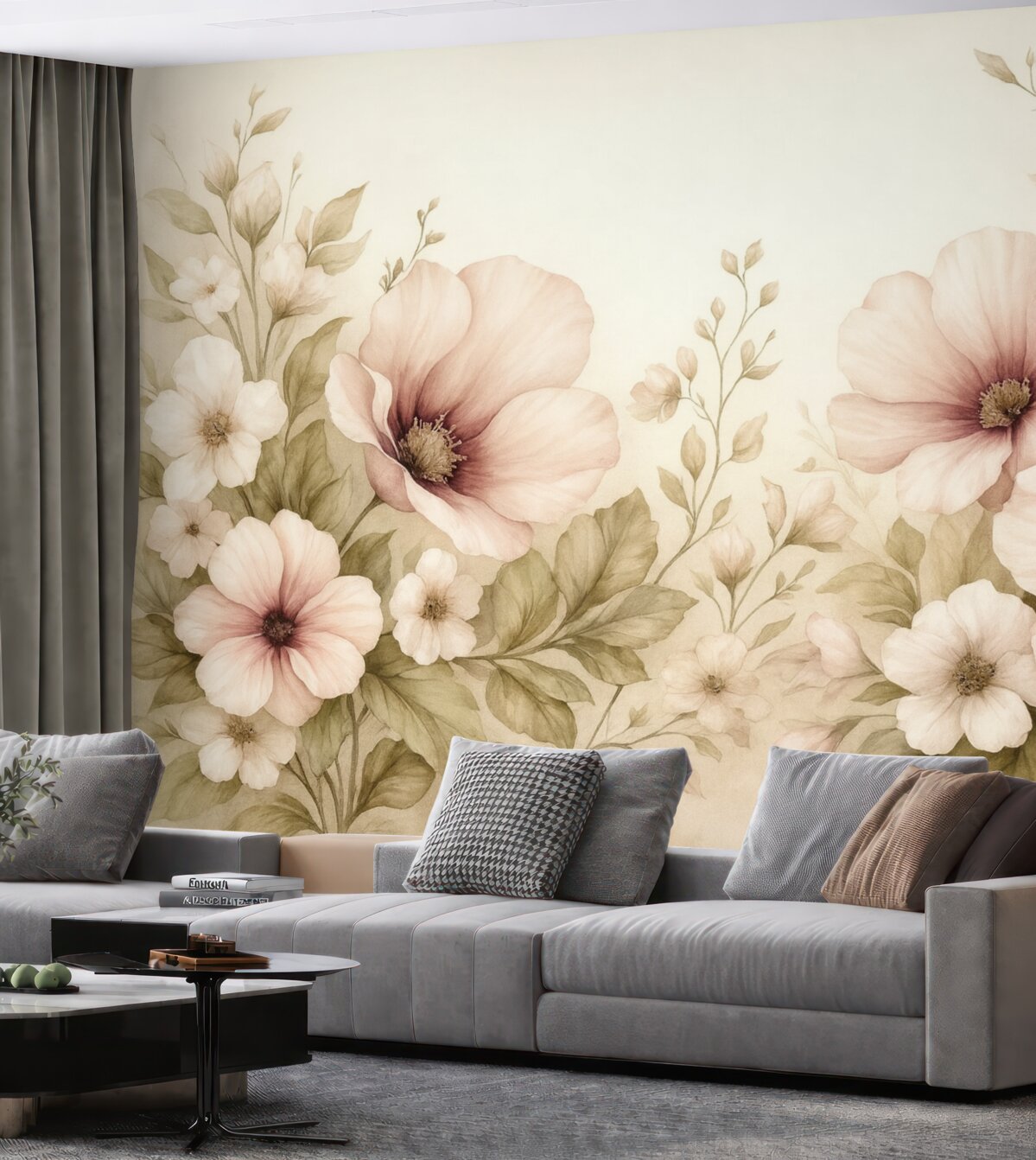 Fototapeta wielkie pastelowe kwiaty w subtelnych fragmentach