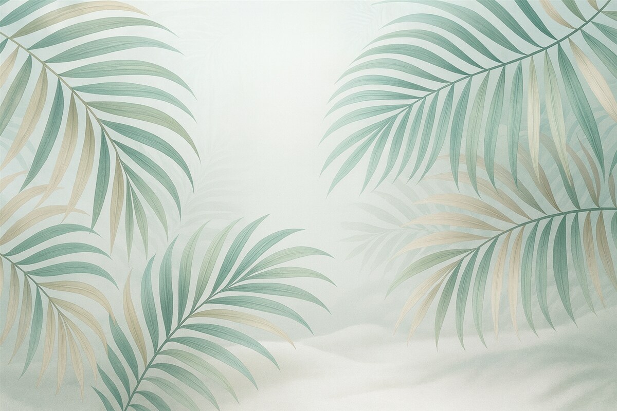 Fototapeta Subtelne tropikalne motywy w stonowanych odcieniach.