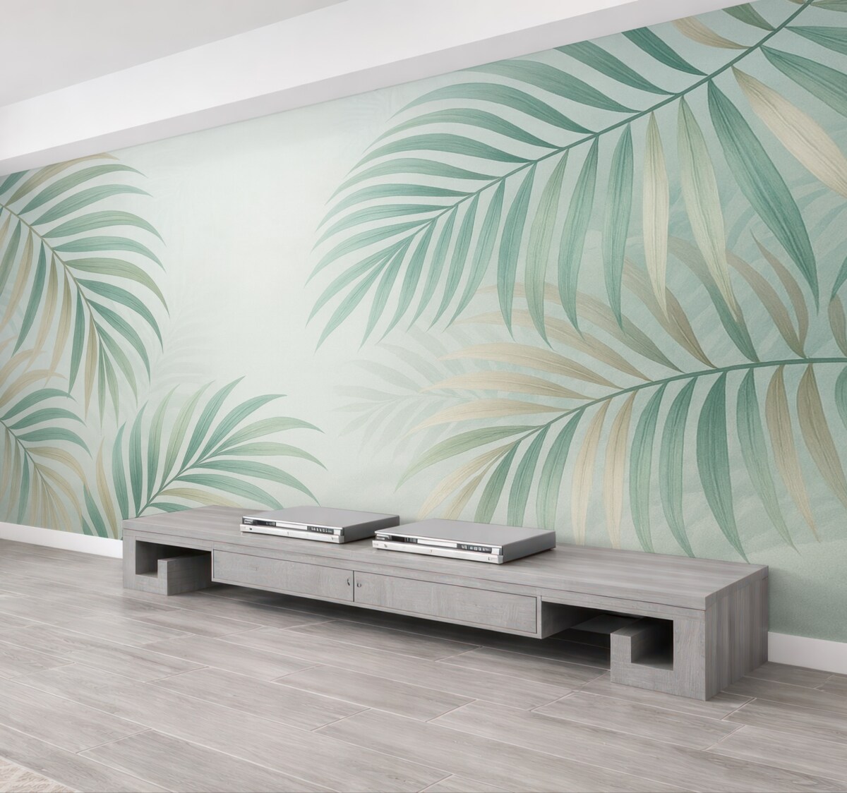 Fototapeta Subtelne tropikalne motywy w stonowanych odcieniach.