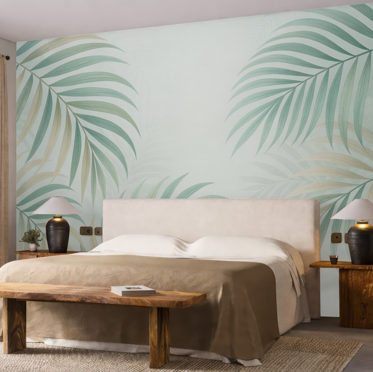 Fototapeta Subtelne tropikalne motywy w stonowanych odcieniach.