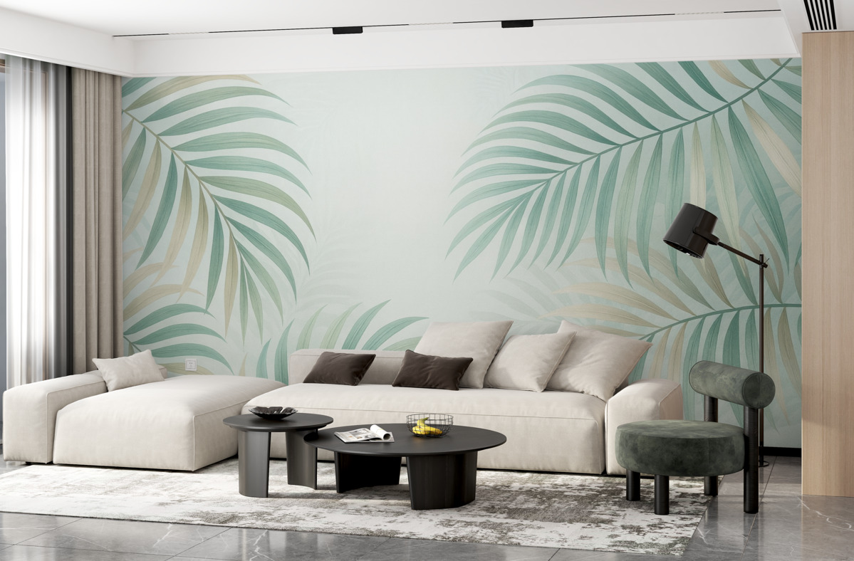 Fototapeta Subtelne tropikalne motywy w stonowanych odcieniach.