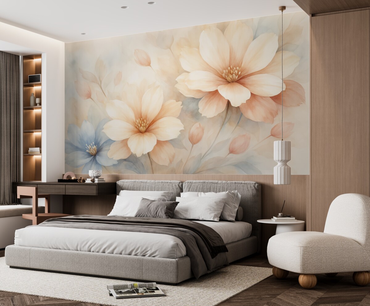 Fototapeta Abstrakcyjne kwiaty przypominające akwarelę.