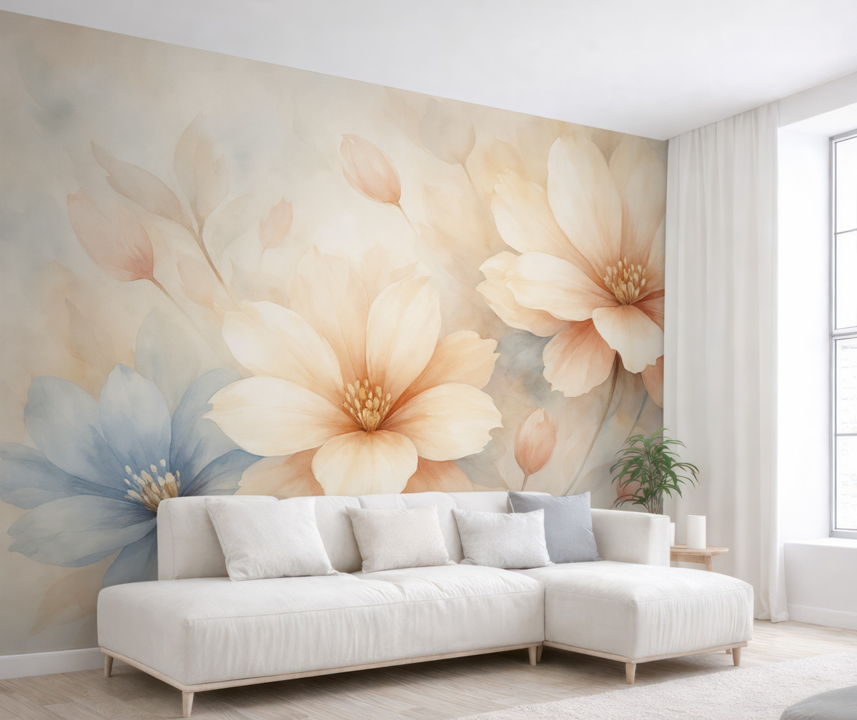 Fototapeta Abstrakcyjne kwiaty przypominające akwarelę.