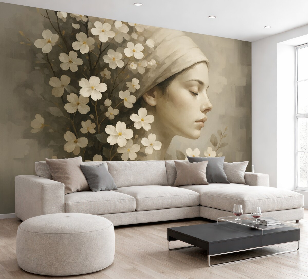 Fototapeta Abstrakcyjny portret dziewczyny z roślinami.