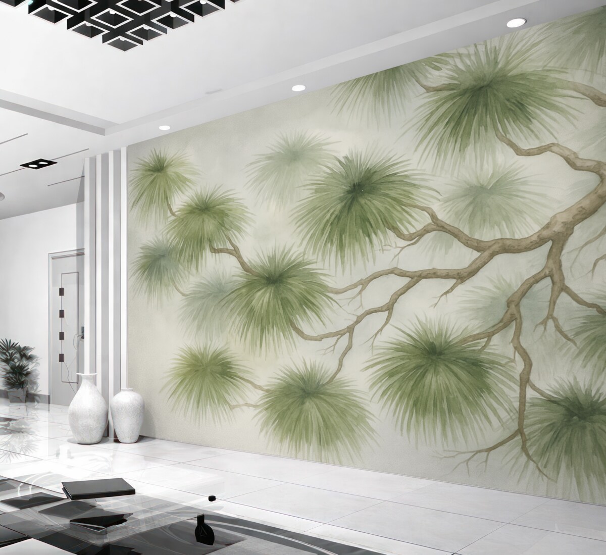 Fototapeta Abstrakcyjna akwarela naśladująca konary sosny.