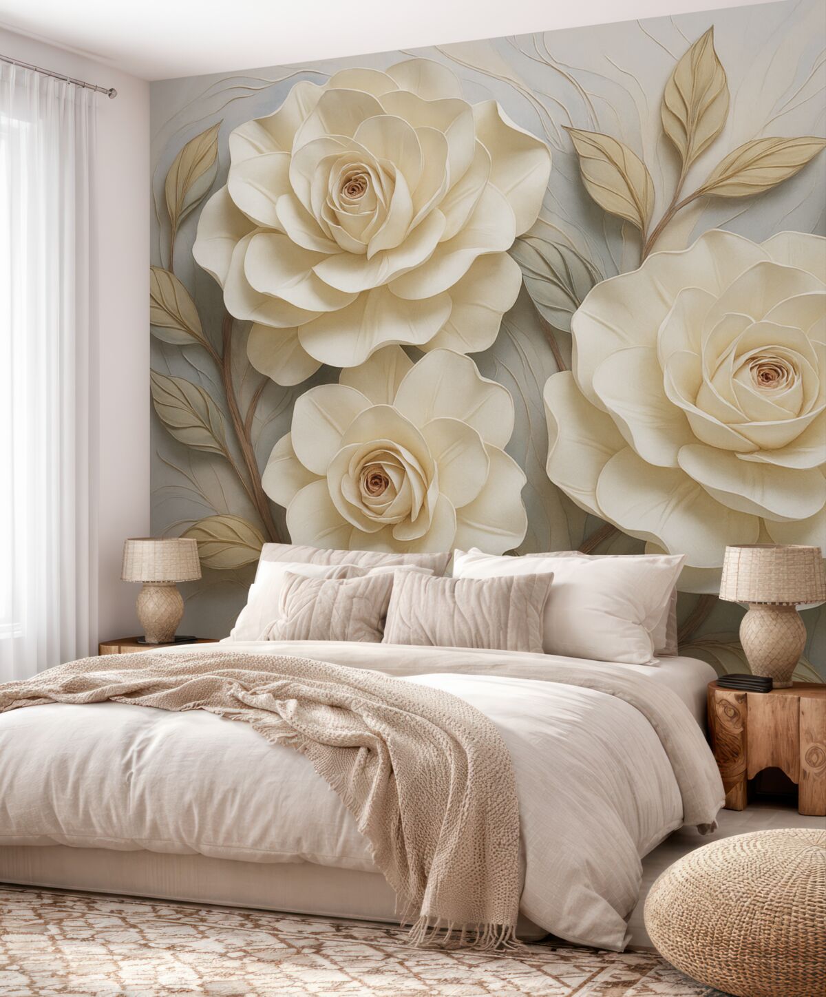 Fototapeta Białe kwiaty róż.