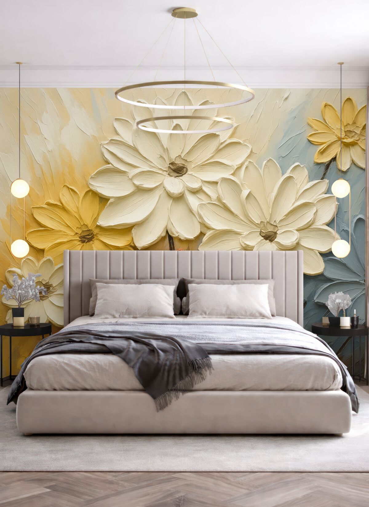 Fototapeta Jasne kwiaty przypominają ślady farby.