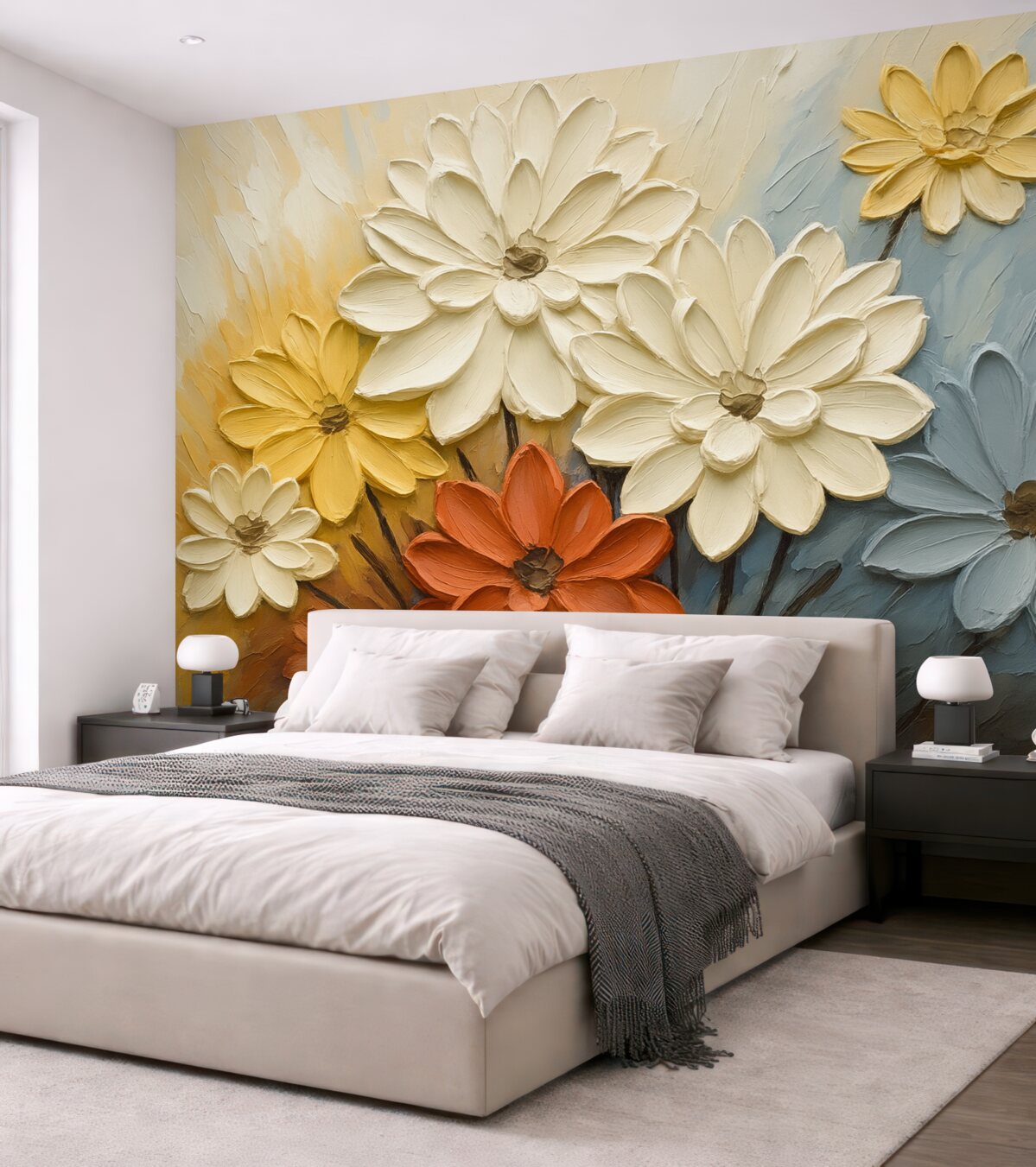 Fototapeta Jasne kwiaty przypominają ślady farby.